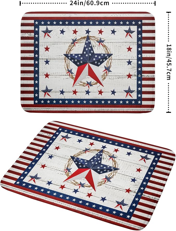 Giwawa Patriotic Stars Dish Drying Mat 4th of July America Star Wreath Dish - Image 2