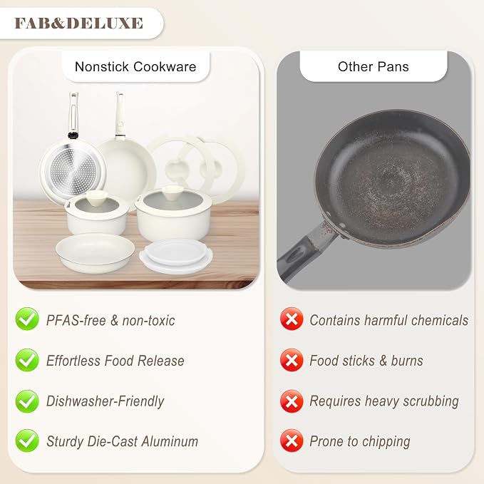 13 Pcs Pots and Pans Set, Nonstick Cookware Set - Image 6