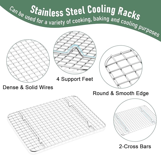 Homikit Quarter Sheet Pan with Wire Rack Set, Stainless Steel Baking Tray with - Image 4