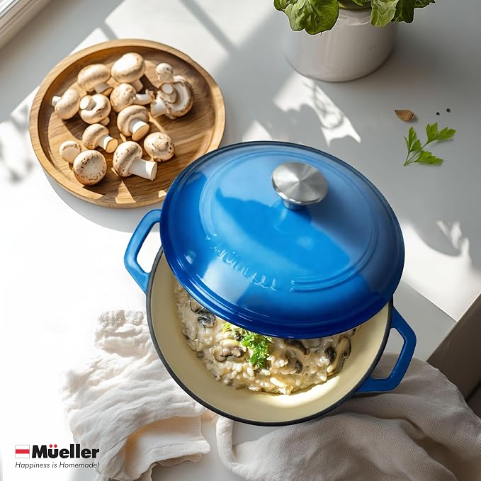 Mueller 6qt Enameled Cast Iron Dutch Oven, Heavy-Duty Casserole and Braiser Pan - Image 8