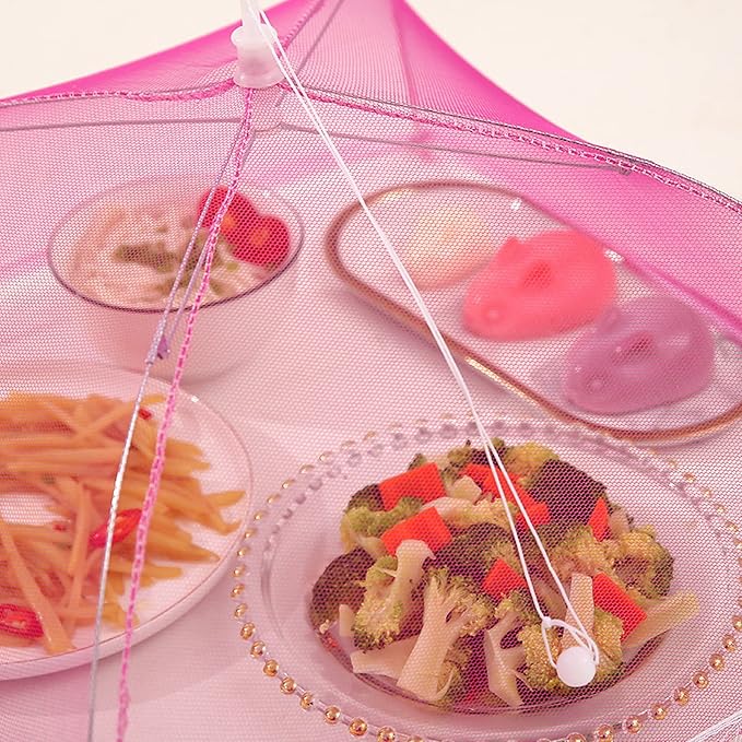 6 Pack Colored Mesh Food Cover Tents by Winknowl, Reusable and Collapsible - Image 5
