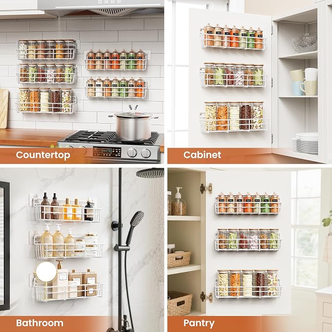 Mystozer 5 Pack Spice Rack Seasoning Organizer Wall Mount, Kitchen Organization - Image 7