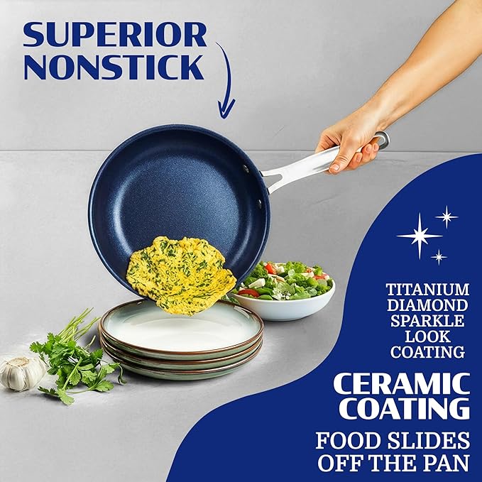 Granitestone Ceraluxe 20 Pc Ceramic Cookware Set Nonstick, Complete Pots and - Image 5