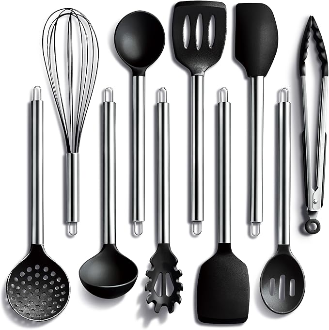 COOK WITH COLOR Silicone Cooking Utensils, Kitchen Utensil Set, Cooking Utensils by CookwithColor