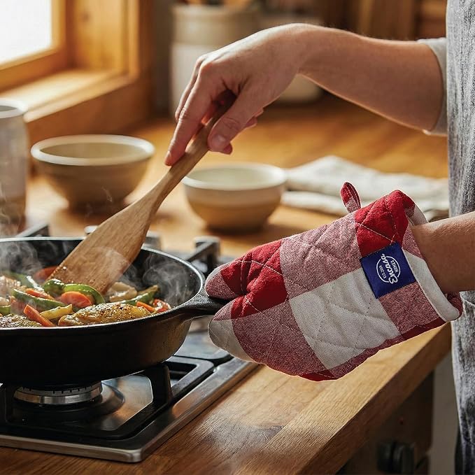 Encasa XO Heat Resistant 100% Cotton Oven Glove & Potholder Set - Image 5