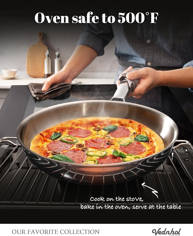 Stainless Steel Pan, 12 Inch Stainless Steel Frying Pan, Tri-Ply Stainless - Image 5