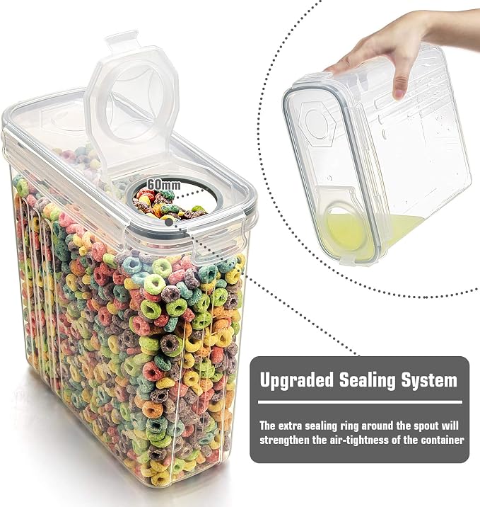 Wildone Cereal Storage Containers Set, Large BPA Free Plastic Airtight Food - Image 3