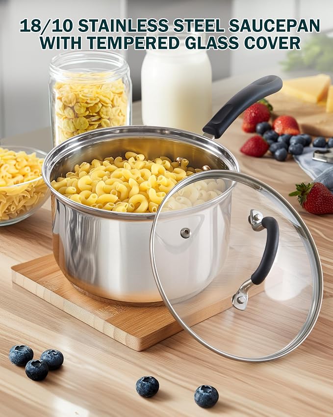 Cook N Home 1 & 2 Quart Stainless Steel Saucepan Sets - Image 5