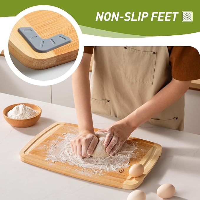 Bamboo Cutting Board Set Non Slip Feet Over Sink Brides Her Wedding Day Bridal - Image 2
