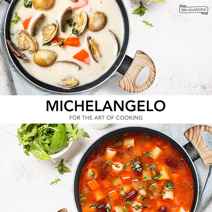 MICHELANGELO Stock Pot with Lid, 5 Quart Cooking Pot Nonstick, Granite Soup - Image 7