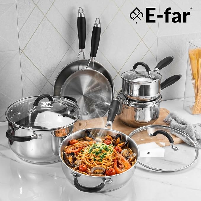 E-far 10-Piece Stainless Steel Cookware Set - Image 6