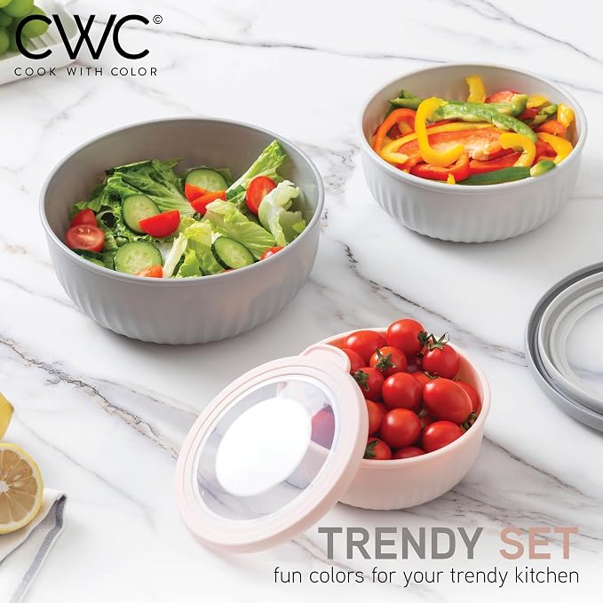 COOK WITH COLOR Prep Bowls with Lids- Wide and Deep Nesting Plastic Small - Image 2