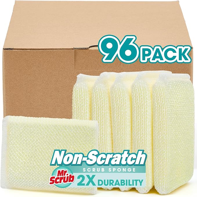 Sponges Kitchen Scrub Dish Sponge Scouring Pad, 96 Pads Cleaning Brush by MrScrubCleaninghelpers