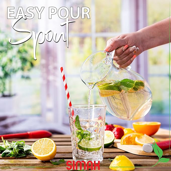 Simax Glass Pitcher With Spout, SMALL 1 Quart Borosilicate Glass Pitchers With - Image 5