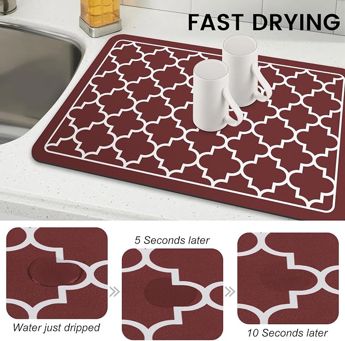 WISELIFE Dish Drying Mat Super Absorbent Drying Mat Large Dish Drying Mats - Image 3