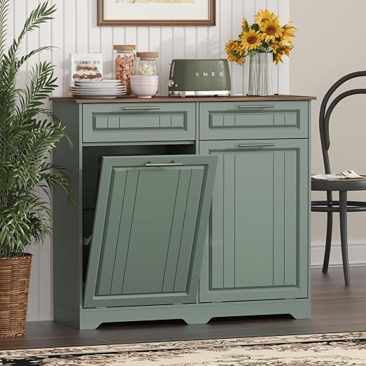Double 10 Gallon Tilt Out Trash Can Cabinet - Image 8