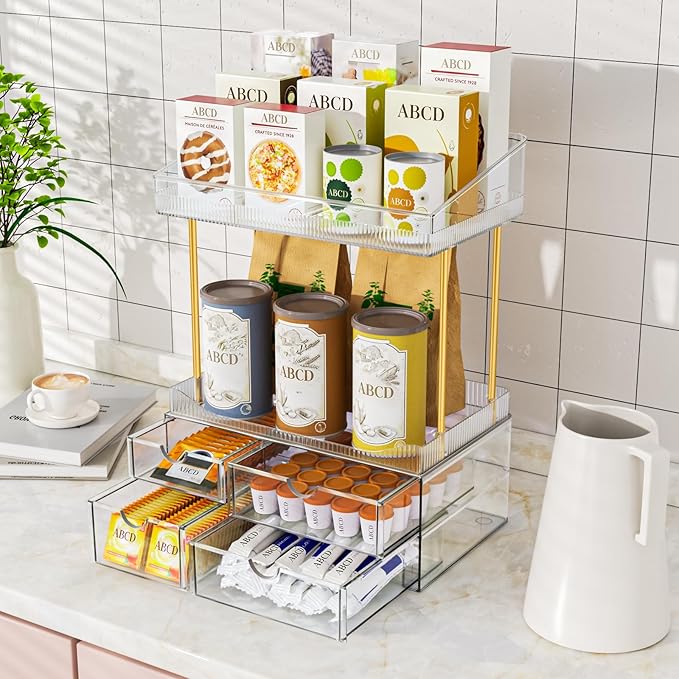 SNSLXH Makeup Organizer Bathroom Storage- 4 Tier 4 Drawer Makeup Storage - Image 4
