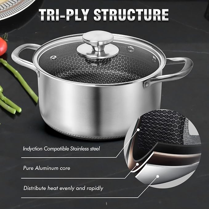 AuFranc™ Hybrid Nonstick 6 Quart Stainless Steel Stockpot - Image 7
