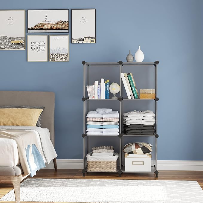AWTATOS Cube Storage Organizer, Storage Cubes Shelves Bookshelf, 6 Cube Closet - Image 4