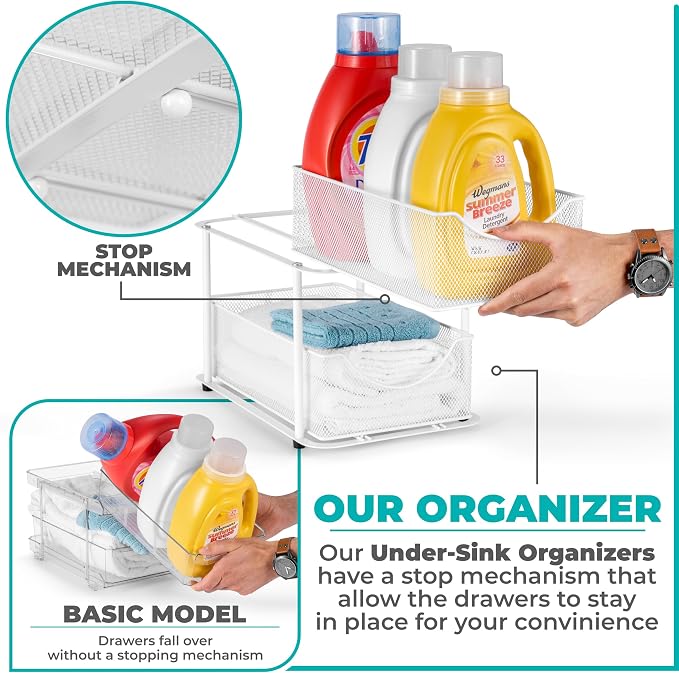 Sorbus 2 Sets of 2 Tier Metal Under Sink Organizer - Image 4