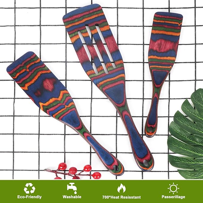 Spurtle Set, Wooden Utensils for Cooking, Kitchen Utensils Set, Pakkawood - Image 5