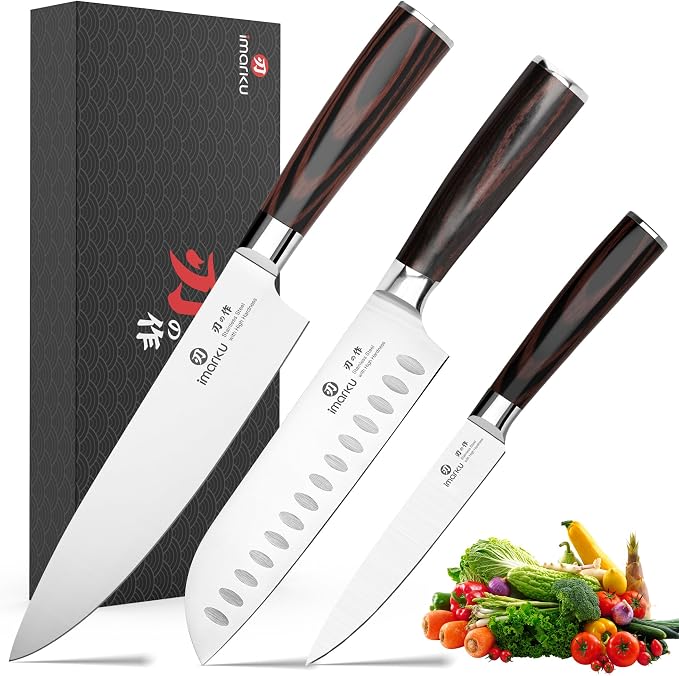 imarku 3 Pieces Knife Set, Japanese High Carbon Stainless Steel Chef Knife Set by imarku