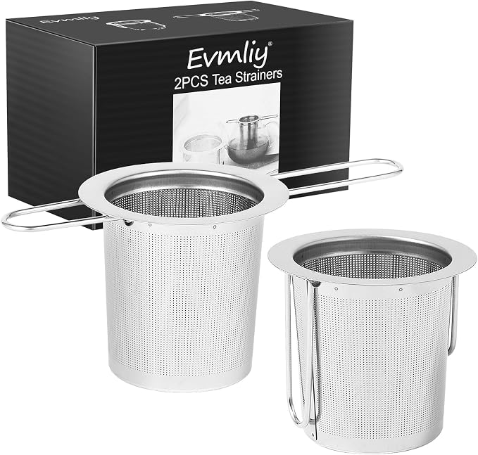 2Pack Tea Strainer, Stainless Steel Tea Infuser Basket Sitting in Mugs by Evmliy