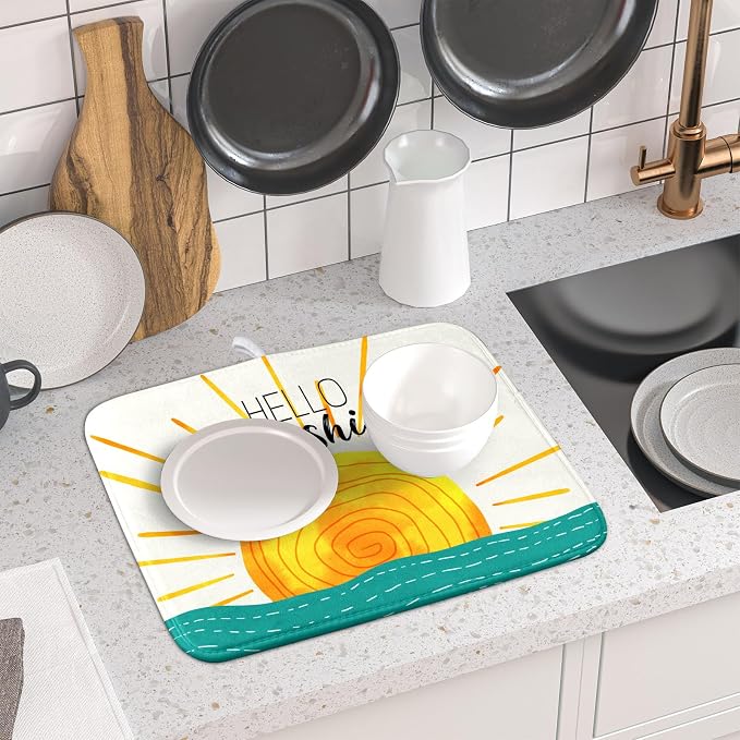 Summer Seaside Sunset over Sea Dish Drying Mat - Image 6