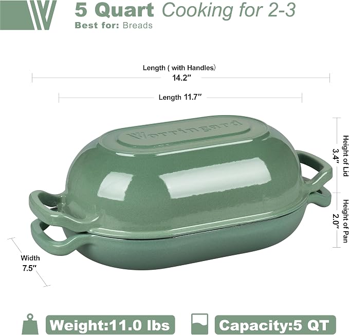 VORRINGARD Enameled Cast Iron Sourdough Bread Oven, Dutch Oven, Loaf Cast Iron - Image 2