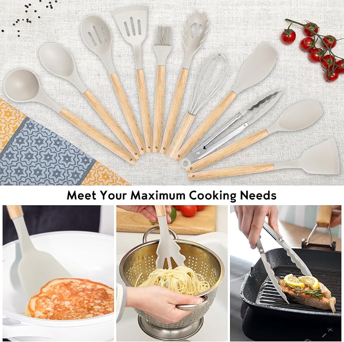 19 PCS Kitchen Cooking Utensils Set, 11 Pieces Silicone Cooking Utensils Set 6 - Image 3