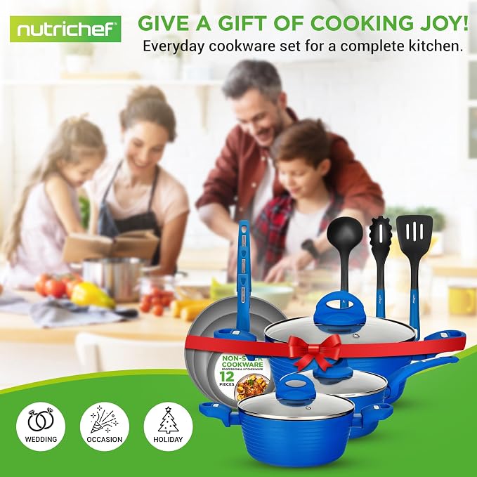 NutriChef 12 Piece Nonstick Cookware Set - Image 7