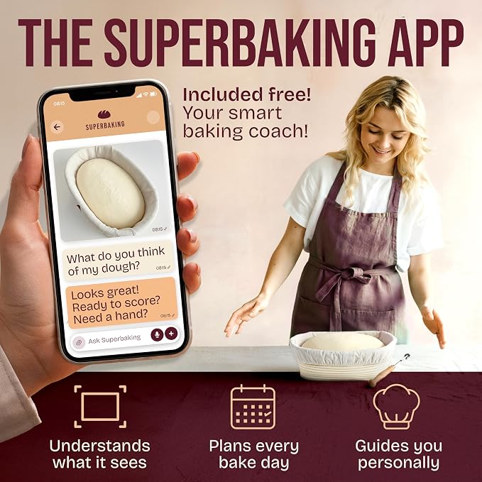 Superbaking 10" Oval Banneton Bread Proofing Basket – Sourdough Starter Kit - Image 3