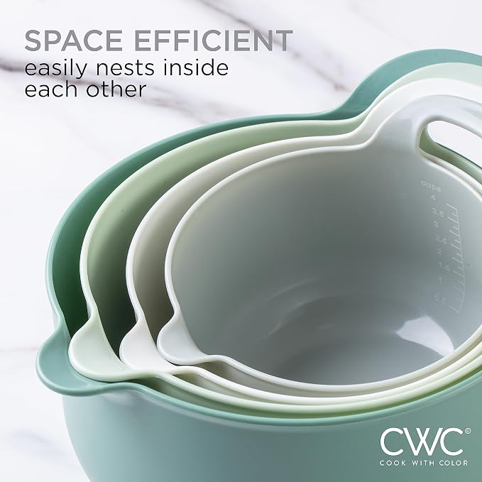 COOK WITH COLOR Nesting Plastic Mixing Bowl Set with Pour Spouts and Handles - Image 7