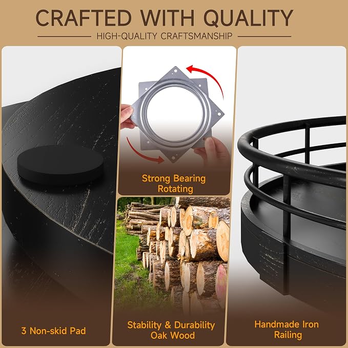 10" Oak Bathroom Vanity Tray Turntable - Image 4