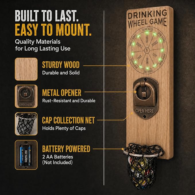 Magnetic Bottle Openers with Catcher, Wall Mounted Wooden Beer Bottle Opener - Image 5