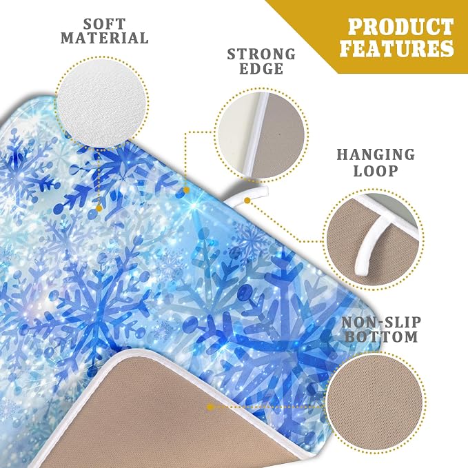 Giwawa 16"x18" Winter Blue Snowflakes Dish Drying Mat Christmas Snow Falling - Image 4