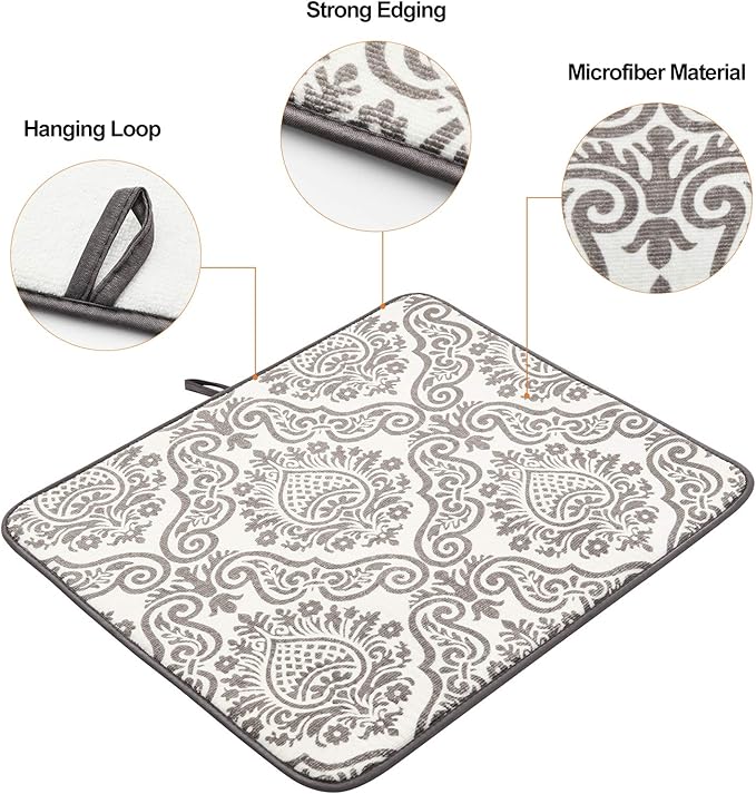 Subekyu Dish Drying Mats for Kitchen, Ultra Absorbent Microfiber Drying Mat - Image 4