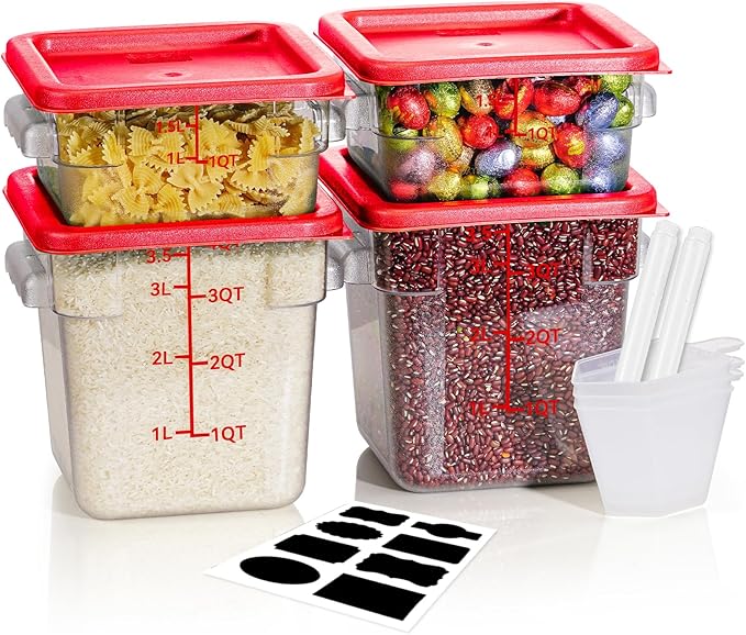 2QT&4QT NSF Food Storage Containers: 8 PCS Commercial Clear Square Food Storage by SVKLHY
