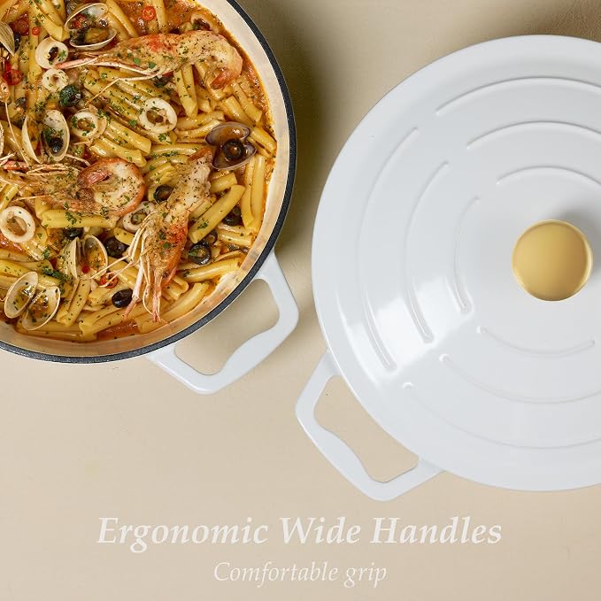 CAROTE 3.5QT Shallow Dutch Oven Enameled Cast Iron Braiser - Image 6