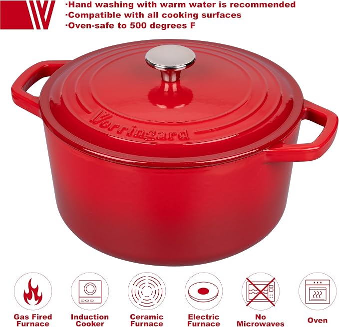 VORRINGARD Enameled Cast Iron Dutch Oven Pot - Image 3