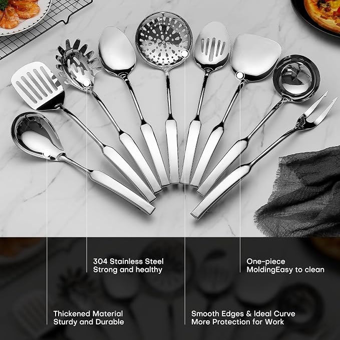 9PCS Silverware Set for 304 Stainless Steel Kitchen Utensils Set Cooking - Image 5