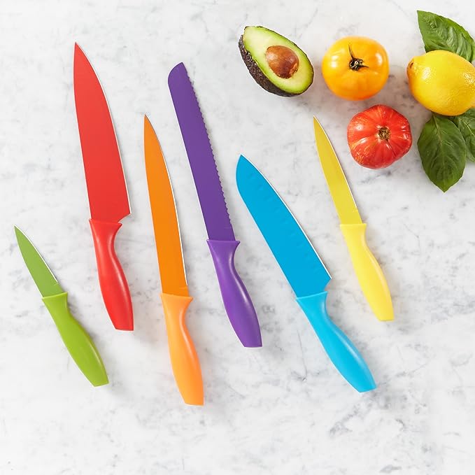 Amazon Basics Color-Coded Dishwasher Safe Kitchen Knife Set, 12-Piece - Image 6