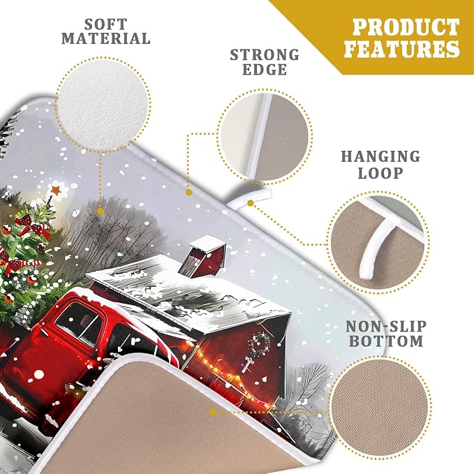 Red Truck Christmas Dish Drying Mat - Image 4