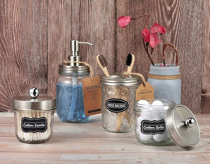 Amolliar Mason Jar Soap Dispensers, Rustproof Stainless Steel Lid &Pump - Image 8