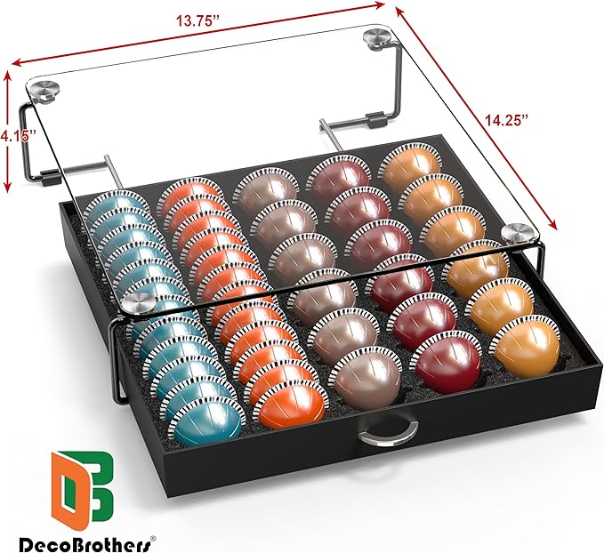 Deco Brothers Crystal Tempered Glass Vertuo Pod Holder Drawer, 30 Large or 60 - Image 3
