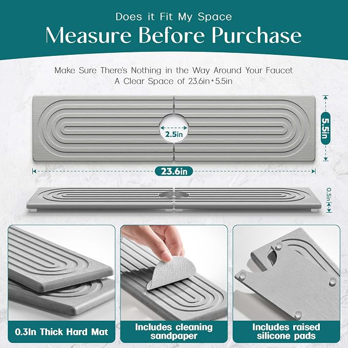 eormoe Kitchen Faucet Absorbent Mat - Image 2