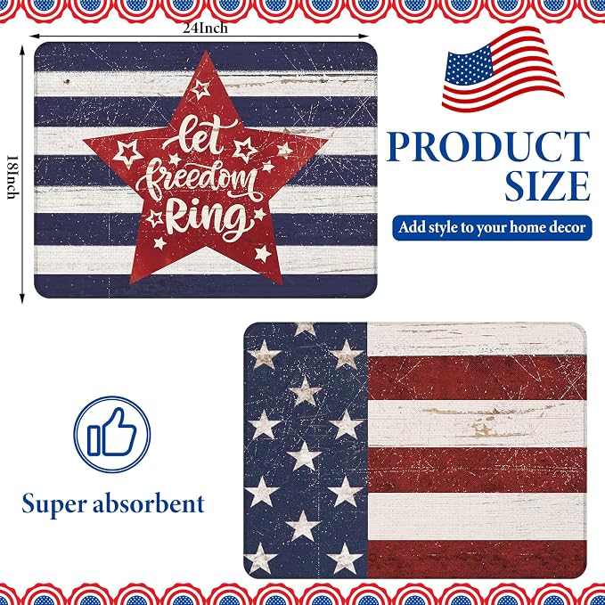 SiliFine 2 Pcs 4th of July Dish Drying Mat - Image 2