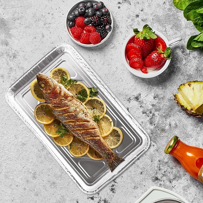 50 Pack Aluminum Pans Half Size 12.7 x 8 inch Disposable Cookie Sheets Baking - Image 8