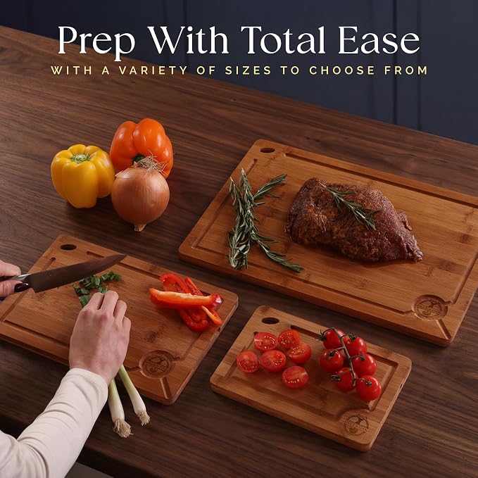 Pre-Oiled, Non Toxic 3-Piece Carbonized Bamboo Cutting Board Set, 500°F - Image 2