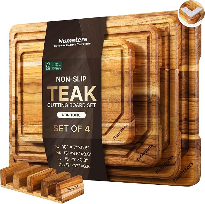 4 Pack Teak Wood Cutting Board Set by Unknown